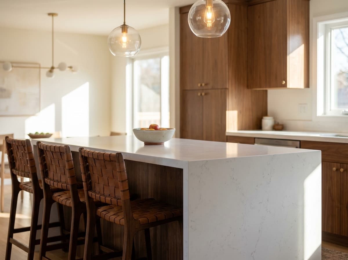 Representative kitchen remodel — farmhouse sink and natural stone counters